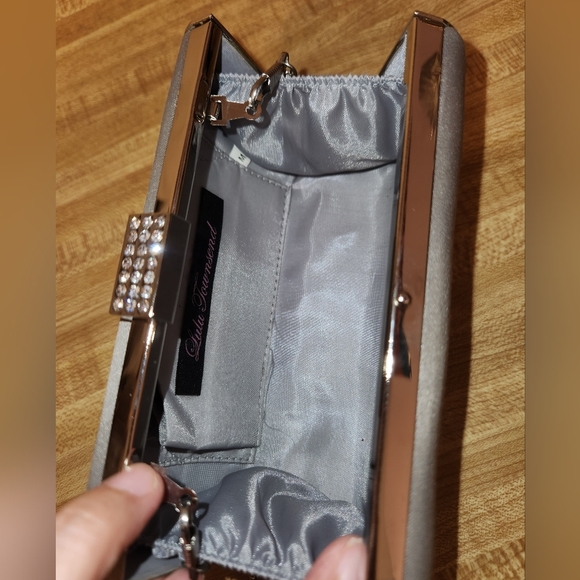 LULU TOWNSEND Silver Satin Evening Clutch/Bag - Picture 5 of 14